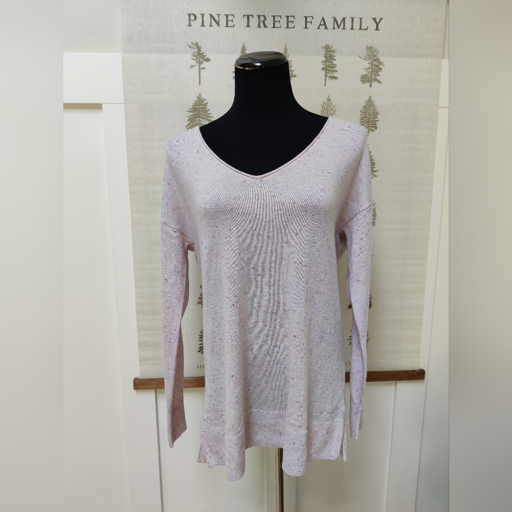 Reitmans Lilac Speckled Cashmere Blend Long Sleeve V-Neck Soft Knit Sweater – M